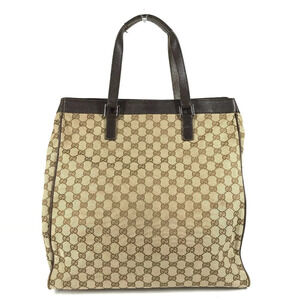 Gucci Leather Vertical Canvas Shoulder Beige GG Bag Tote Logo